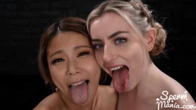 SpermMania: Emily Belle & Saki Kawanami swallows tons of thick white cumshots [2023-08-18]
