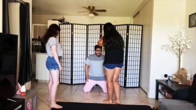 Beastcage Ballbusting - Two girls punish a lonely guy 2