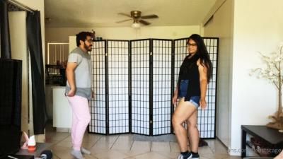 Beastcage Ballbusting - Two girls punish a lonely guy