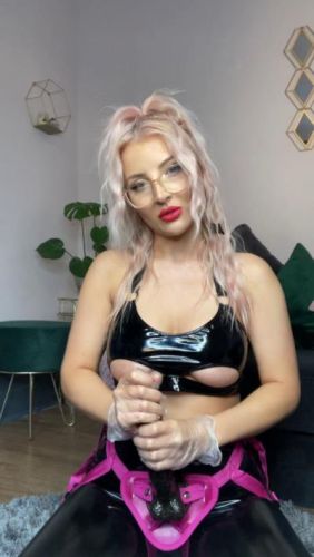 Goddess Latex Worship - JOI in PVC with strap on and latex gloves